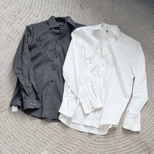 15 32/33 Lot 2 DKNY Men's Charcoal and White Dress Shirts